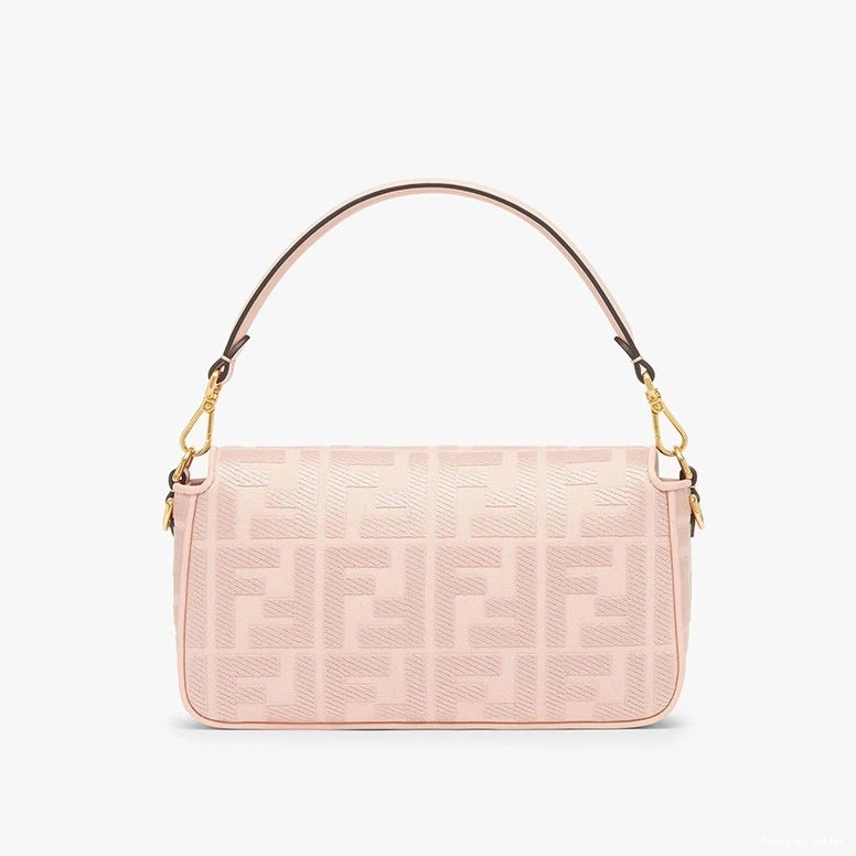Cheap HOT with Fendi Baguette Laser Pink FF Cut Motif Strap In Medium Canvas Bag 0729